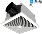 BV Bathroom Exhaust Fan 90CFM - Bathroom Fan 0.9 Sones, 4" Duct Collar,Rooms Up to 80-90 Sq. Ft. |Energy-Saving Ventilation Fan - No Attic Access & Ultra-Quiet | Energy Star, HVI 2100, UL Certified