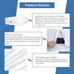 Bedecor Fitted Sheet for Air Mattress Inflate Without Disassembly Convenient & Firm Deep up to 21" White -Twin