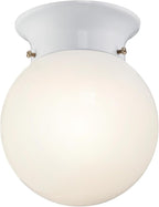 6107000 5-13/16-Inch LED Indoor Flush Mount Ceiling Fixture, White Finish with White Opal Glass Globe