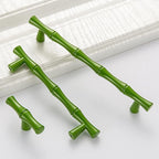 10pcs Cabinet Handles Hole Centers 3-3/4",Bamboo Shape Kitchen Cupboard Dresser Closet Drawer Door Pulls Green