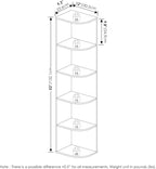 Furinno PASIR Book Shelf, 5-Tier Corner Bookshelf, Open Shelves Bookcase 9.3" x 12" x 51.7", for Living Room, Bedroom, Home Office, French Oak