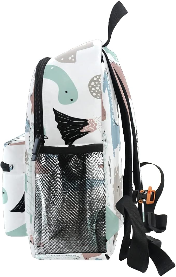 OREZI Custom Mame/Text Preschool Backpack with Chest Strap,Personalized Dino Scandinavian Style Mini Toddler Backpack Daycare Toy Bag for Boys Girls,10 x 4x 12 Inches