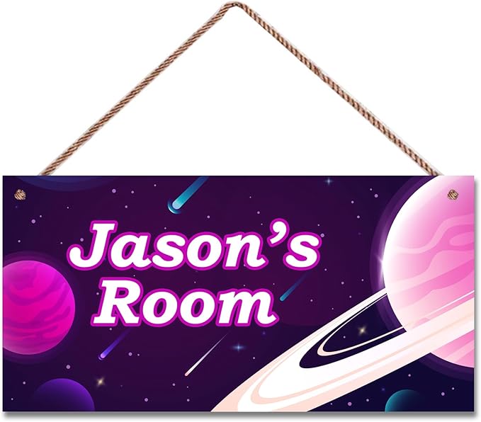 Personalized Sign Outer Space Wall Décor Boys Room Decor, Universe Theme Little Man Cave Wall Art Decor for Nursery, Planet Nursery Door Decor for Toddler Baby Kids Room
