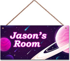 Personalized Sign Outer Space Wall Décor Boys Room Decor, Universe Theme Little Man Cave Wall Art Decor for Nursery, Planet Nursery Door Decor for Toddler Baby Kids Room