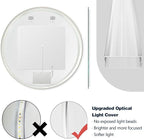 Niccy Round Led Mirror for Bathroom, 44" Circle Frameless Backlit Mirror wiht Light, Anti-Fog, 3 Colors, Waterproof, Memory Function