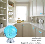 IEIK10 PCS Crystal Cabinet Knobs Azure Blue Round Glass Bubbles Knobs Smooth Drawer Pulls Handle for Home, Cabinet, Drawer and Dresser with 3 Different Size Screws, 30MM (Aqua Blue)