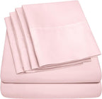 Queen Sheets Pale Pink - 6 Piece 1500 Supreme Collection Fine Brushed Microfiber Deep Pocket Queen Sheet Set Bedding - 2 Extra Pillow Cases, Great Value, Queen, Pale Pink