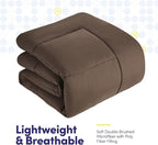 RV Short Queen Comforter Set for RV Camper - Comforter Set with Fitted & Flat Sheet, 4 Pillowcases - Tailored for RV Short Queen Beds - Cozy Essentials for Your RV Bedroom, Brown