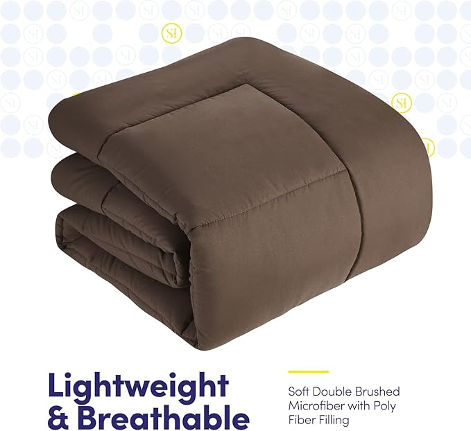 Twin Comforter Set with Sheets - 5-Piece Bedding Collection - 1 Comforter, 1 Fitted Sheet, 1 Flat, 2 Pillowcases - Deep Pocket - Soft & Premium Quality - Ideal for All Seasons, Chocolate Brown