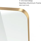 VocalStar Gold Bathroom Mirror for Wall, 22 x 30 Inch Metal Framed Rounded Rectangle Vanity Mirror Modern Farmhouse, 1/4-inch Shatterproof Glass | Ultra-Flush Hanging