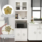 4 pcs Kitchen Handle Petal Knob Hand Zinc Alloy Single Hole Knob Inlaid Rhinestone Hand Handle for Cabinets,Drawers, Wardrobes Furniture Decoration(White)
