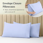 LuxClub 4 PC Sheet Set Bed Sheets Deep Pockets 16" Eco Friendly Wrinkle Free Cooling Machine Washable Hotel Bedding Silky Soft - Sky Blue Queen