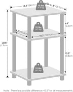 Furinno Just 3-Tier Turn-N-Tube Open Storage Nightstand, 2-Pack, Plastic Poles, White Oak/Stainless Steel