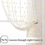 MYSKY HOME Short Curtains for Small Window - 45 Inch Long Pom Pom Sheer Curtains for Bedroom, Living Room, Kitchen, Nursery - Yellow Cafe Panels with Rod Pocket - 2 Sets Voile - 52 x 45 in