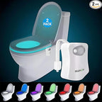 ZEZHOU Original Toilet Night Light 2 Pack, Motion Sensor Activated LED Lamp, Fun 8 Colors Changing Bathroom Nightlight Add on Toilet Bowl Seat, Perfect Decorating Gadget for Dad Adults Kids Toddler