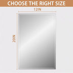 Frameless Mirror for Bathroom Vanity,12x20in Wall Mounted Mirrors for Over Sink Decorative Rectangular Frameless Mirror,With Polished Edge,Hangs Horizontally Or Vertically,Entryways,Room,Shatterproof
