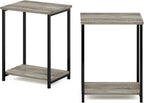 Furinno Simplistic Metal Frame End Table, 2-Pack, French Oak