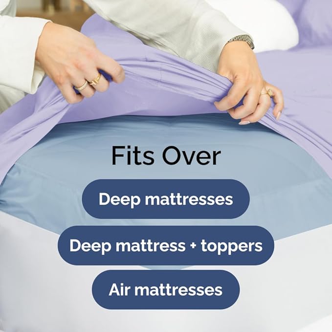 Extra Deep Twin XL Sheet Set - 4 Piece Breathable & Cooling Sheets - Hotel Luxury Bed Sheets Set - Easy & Secure Fit - Soft, Wrinkle Free & Comfy Sheets Set - Lavender Sheet Set w/Extra Deep Pockets