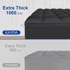 Queen Mattress Topper, Extra Thick Mattress Pad Cover for Deep Sleep,3D+7D Snow Down Alternative Fill Overfilled Plush Pillow Top Mattress with 8-23 Inch Deep Pocket-Black