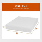 PayLessHere 10 Inch Queen Mattress Base Foam Mattress CertiPUR-US Certified,Removable Soft Cover,Queen mattresses for Bed Frame, Bunk Bed, Trundle, Daybed,White,Fiberglass Free