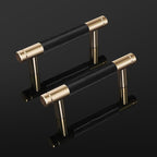 Knurled Cabinet Pulls 2 Pack, 4 Inch Long Cabinet Handles Metal Door Pulls, Kitchen Drawer Pull Knurled Dresser Handles - 3" Hole to Hole, Black & Gold