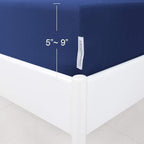 Full Size Box Spring Cover with Smooth and Elastic Woven Material, Alternates for Bed Skirt, Wrinkle & Fading Resistant, Washable, Dustproof, Navy