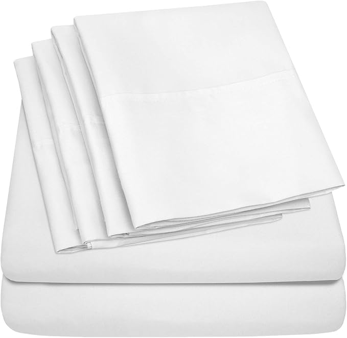 Sweet Home Collection 6 Piece 1500 Supreme Collection Brushed Microfiber Deep Pocket Bed Sheet Set-2 Extra Pillow Cases, Great Value, Rv Short Queen, White