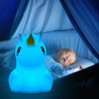 Night Lights Unicorn Nursery Lamp, Children Silicone Bedside Lighting Decorative Bedroom - Eye Caring, Adjustable Brightness & Color, Time Setting, Children's Gift Birthday Presents - Medium