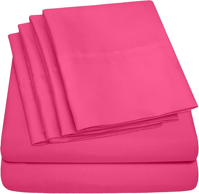 Cal King Size Bed Sheets - 6 Piece 1500 Supreme Collection Fine Brushed Microfiber Deep Pocket California King Sheet Set Bedding - 2 Extra Pillow Cases, Great Value, California King, Fuschia