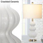 Modern White Table Lamps Set of 2 - Bedside Lamps for Night Stands, 26" Triple Gourd Ceramic Lamps for Living Room with USB A+C Ports & AC Outlet,3 Way Touch Lamps for Bedroom (LED Bulbs Included)