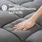 Mattress Topper Super Queen for Back Pain, Extra Thick Mattress Pad Cover, Plush Pillow Top, Deep Elastic Pocket, Grey