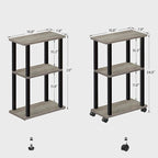 TUTOTAK Small Side Table, Narrow End Table, Bedside Table, Set of 2, Couch Side Table with Wheels for Living Room or Bedroom, Greige TB01BG0612