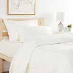 Sweet Home Collection 7 Piece Comforter Set Bag Solid Color All Season Soft Down Alternative Blanket & Luxurious Microfiber Bed Sheets, Ivory, Twin