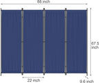 Morngardo Room Divider, Folding Privacy Screens, 4 Panel Room Partitions, 88" Foldable Wall Dividers, Portable Separating for Home Office Bedroom Dorm Decor (Blue)