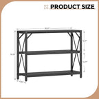 Homeiju Entry Table 40" Width, 3-Tier Entryway Table with Storage, Industrial Sofa Table with Open Shelves, Foyer Tables for Entryway, Hallway, Kitchen, Living Room and Bedroom, Black