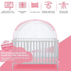 Baby Pop Up Tent Cover Crib,See Through Crib and Nursery Soft Mesh Cover,Net with Viewing Window to Keep Baby in (55.2" L x 27.6" W x 51.6" H)