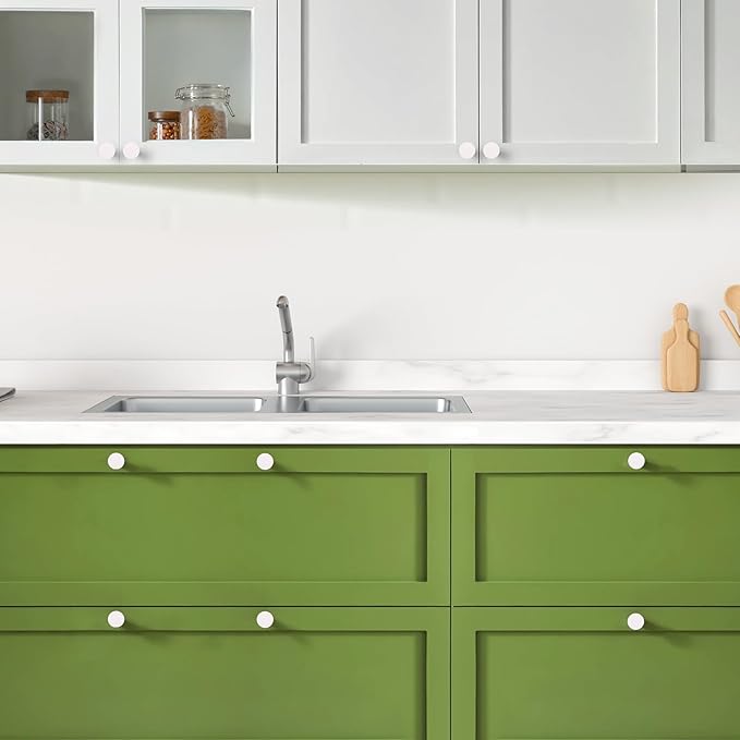 Ravinte 30 Pack Cabinet Knobs White Kitchen Cabinet Knobs Round Dresser Drawer Pulls Closet Door Pulls 1-1/5 Inch