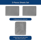 Moonsea Extra Deep Pocket Queen Sheet Sets for Air Mattress - Deep Pocket Sheets Queen Size Sets - Sheets with Pocket on Side - Easily Fits Extra Deep 16 in to 24 in Pillow Top Air Mattress (Grey)