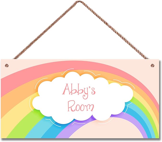 Personalized Signs Rainbow Wall Hanging Plaque Sign Magic Rainbow Sign For Girls Room Door Decor Baby Nursery Home Art Décor For Kids Room Little Man Cave