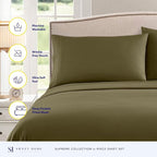Twin Sheets - Breathable Luxury Sheets with Full Elastic & Secure Corner Straps Built In - 1800 Supreme Collection Extra Soft Deep Pocket Bedding Set, Sheet Set, Twin, Olive