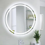 Wall-Mounted LED Round Bathroom Mirror, Makeup Mirror (24 inches x 24 inches,) 3 Color Stepless Dimmable Memory Bathroom Vanity Mirror with Lights CRI90+ 3000-6400K Smart Mirror with Touch