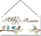 Personalized Vintage Birds Signs Tree Sign For Kids Room Custom Name Door Wall Decor Floral Nursery Art Plate For Boys Room Girls Bedroom Little Man Cave