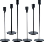 Black Taper Candle Holders Set of 6, Metal Candlestick Holders for Table or Mantel Decor Centerpiece, Candle Stick Holder Decor for Wedding, Dinning, Party or Anniversary