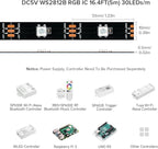 BTF-LIGHTING WS2812B IC RGB 5050SMD Pure Gold Individual Addressable LED Strip 16.4FT 150LED 30Pixel/m Flexible Full Color IP30 DC5V for DIY Chasing Color Project(No Adapter or Controller)