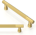 10 Pack Brushed Gold Knurled Cabinet Pulls 5 Inch(128mm) Kitchen Cabinet Handles Solid Zinc Alloy Cabinet Hardware Drawer Pulls