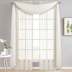 NICETOWN Sheer Bed Canopy Scarf Valances 216 Long - Home Decoration Voile Scarf Valance Topper for Wedding, Party, Venue, Celebration Decoration, DIY (1 Piece, W60 x L216, Off White)