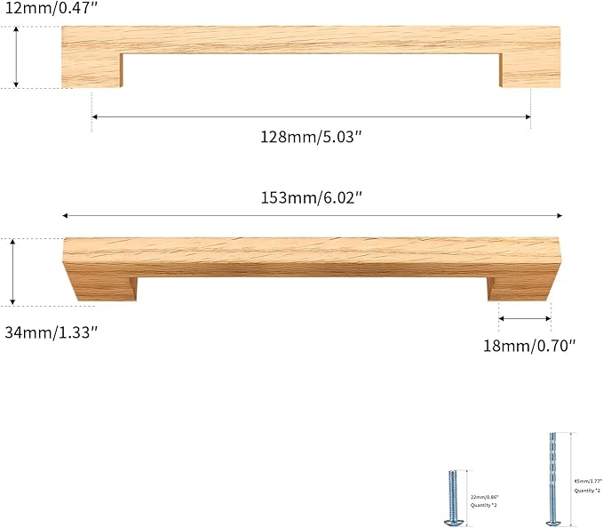 Burlywood Square 5 in 2 pcs Wooden Drawer Pulls Handle pulls for cabinets Kitchen Cabinet Drawer pulls Cabinet Door Pull