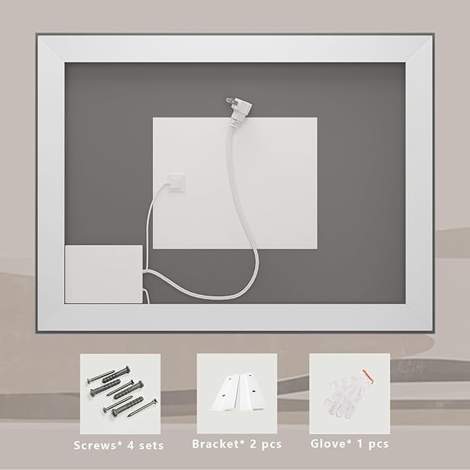 LED Lighted Bathroom Mirror 44x32, Dimmable Vanity Mirror with Lights, Anti-Fog, ETL Listed (Backlit and Front Lighted)