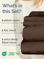 Extra Deep Twin XL Sheet Set - 4 Piece Breathable & Cooling Sheets - Hotel Luxury Bed Sheets Set - Easy & Secure Fit - Soft, Wrinkle Free & Comfy Sheets Set - Brown Sheet Set with Extra Deep Pockets