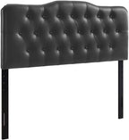 Modway Annabel Tufted Button Faux Leather Upholstered Queen Headboard in Black